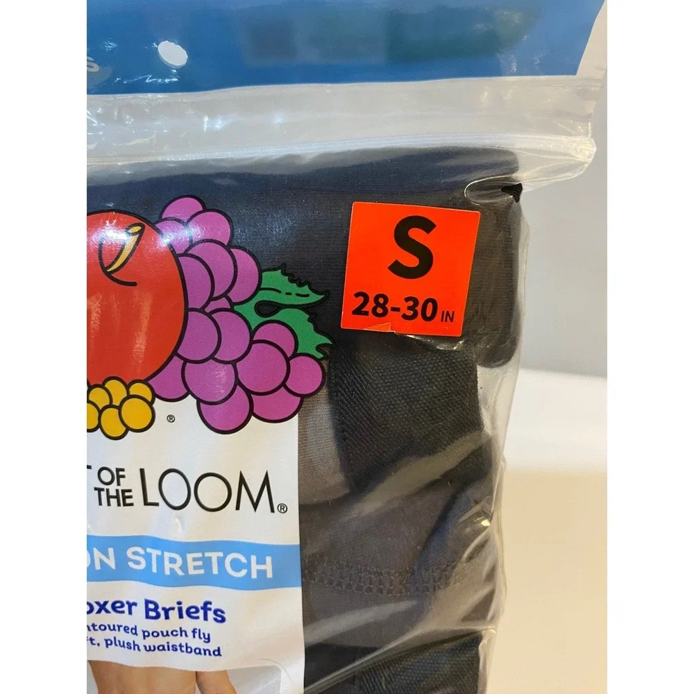 Fruit of the Loom Mens 6 Pack Cotton Stretch Boxer Briefs Black Grey Small 28-30
